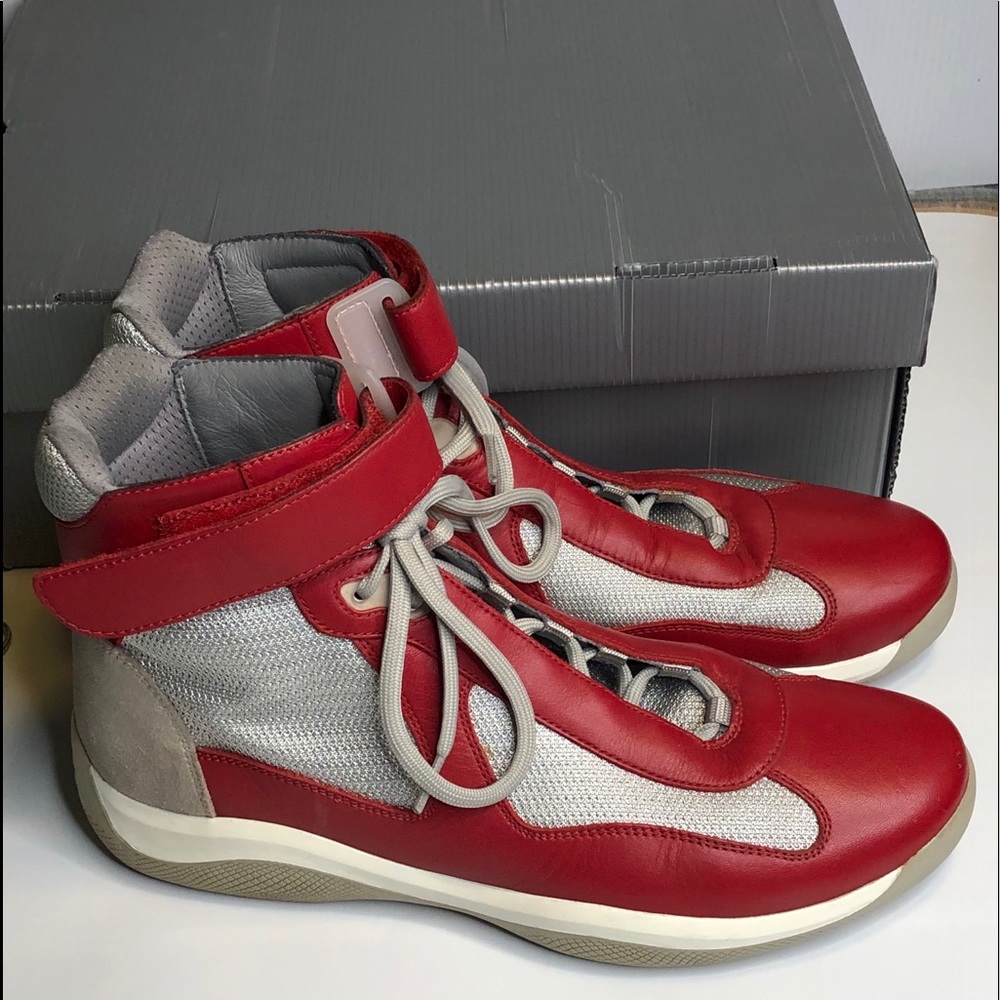 Prada Mens America’s Cup Sz 10.5 Hi Top Sneakers - Picture 11 of 12